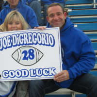 <p>David and Betsy DiGregorio cheer on their son, Joe.</p>