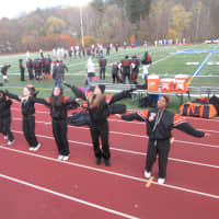 <p>Tuckahoe cheerleaders perform a routine.</p>