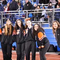 <p>Tuckahoe cheerleaders show their support from the sideline.</p>