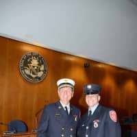 <p>Chief Wiedl joins Shawn McGee as he is sworn in as a Lieutenant.</p>
