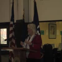 <p>Supervisor Linda Puglisi speaks at Cortlandt&#x27;s Veterans Day ceremony.</p>