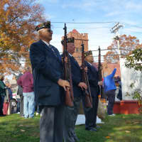 <p>The crowd gathers at the Wall of Honor in Fairfield. </p>