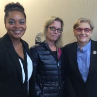 <p>Rashida Waddell of Daten Group and Debbie Scates and Janet Langsam of ArtsWestchester attended the La Gianna grand opening.</p>
