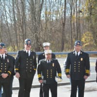 <p>Croton Falls firefighters present at the firehouse groundbreaking.</p>