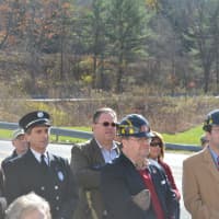 <p>Elected officials came to the Croton Falls firehouse groundbreaking. They included North Salem Supervisor Warren Lucas (center), Weschester County Legislator Peter Harckham (fourth from right) and Assemblyman David Buchwald (second from right).</p>