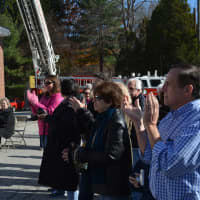 <p>A round of applause is given at the Croton Falls firehouse groundbreaking. </p>
