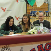 <p>Jordyn DiCostanzo signed her National Letter of Intent to play at Manhattan College at the Eastchester High School.</p>