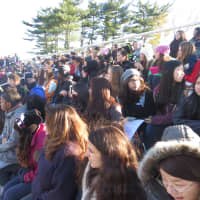 <p>Classmates, parents and staff filled the bleachers and lined Memorial Field at Mamaroneck High on Tuesday afternoon.</p>
