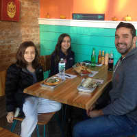 <p>Mark Saffadi of Briarcliff Manor with his daughters (left)  Kiley, 10, and Ella, 12 (right)</p>