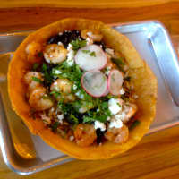 <p>A made to order shrimp bowl at The Taco Project</p>