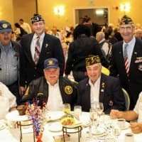 <p>Vito Pinto, director of the Westchester County Office of Veterans Affairs, top right, joins local veterans at breakfast in honor of Veterans Recognition Month.</p>
