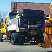 <p>NYSDOT trucks from Valhalla getting ready to be deployed to Buffalo</p>