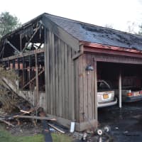 <p>A fire gutted part of a carport in Heritage Hills on Thursday.</p>