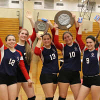<p>From left: Kennedy seniors Kelly Gallagher, Mary Burns, Joanna Weidenhamer, Katelynn Ryan and Mary Helen Baudinet celebrate with the plaques after capturing the City Championship.</p>