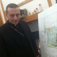 <p>Bishop Frank Caggiano at the groundbreaking ceremony Friday for the expansion of the Catherine Dennis Keefe, Queen of the Clergy retired priests&#x27; residence. </p>