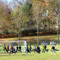 <p>Students running in the Turkey Trot. </p>