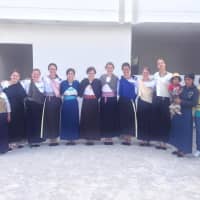 <p>Gabi Schiller is second from the left. This photo was taken after all the female participants dressed in traditional attire to attend a wedding.</p>