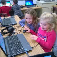 <p>Mamaroneck Avenue School first- graders, Sofia Butini and Katarina Jone, discover the pure fun of creating and running their own code.</p>