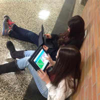 <p>MHS students take their coding lessons into the hallways thanks to the iPad initiative which gives all kids equal footing in creating new innovations as well as using technology to learn.</p>