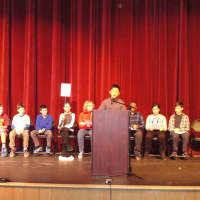 <p>Irvington Middle School students give speeches for student council elections on Wednesday, Nov. 19. </p>