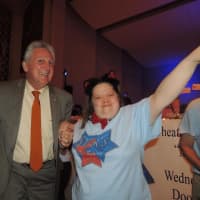 <p>Mayor Harry Rilling and STAR Lisa Griffith of New Canaan doing the twist.</p>