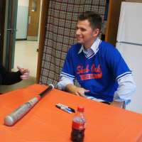 <p>Joe Panik visiting with some of the staff.</p>
