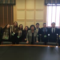 <p>Students from the Temple Beth El of Northern Westchester meet with Rep. Nita Lowey.</p>