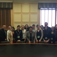 <p>Students of Woodlands Community Temple meet with Rep. Nita Lowey.</p>