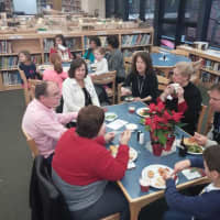 <p>Pocantico Hills grandparents and family members enjoy breakfast and lunch provided by the Parent Teacher Association. </p>