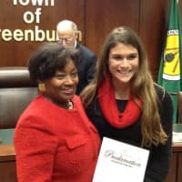 <p>Jenna Fanelli, a 23-year-old Elmsford resident, was honored for her heroic efforts after she saved a young boy. </p>