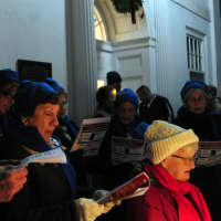 <p>Residents gather to sing carols. </p>