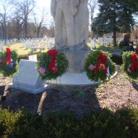 <p>The seven ceremonial wreaths in honor of veterans from the Army, the Marine Corps, the Navy, the Air Force, the Coast Guard, the merchant marine and those who are POWs or MIAs.</p>