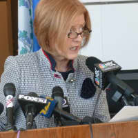 <p>Stamford Public Schools Superintendent Winifred Hamilton during a press conference Monday where the school district announced Valentine and Nordin wouldn&#x27;t be returning to Stamford High School.</p>