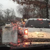 <p>Traffic backed up on Boston Post Road during an early dismissal at Osborn School on Dec. 9.</p>