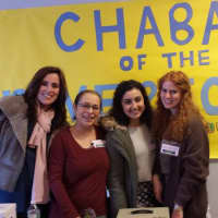 <p>Hinda Silverman, Co-Director of Chabad of Rivertowns, Paula Payson, Rikkie Winner and Mushkee Raskin at the Chanukah Village event in Irvington, NY.</p>