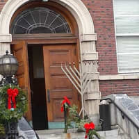 <p>The menorah was ready to be lit in front of Village Hall in Irvington.</p>