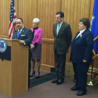 <p>State Sen. Andres Ayala will be the new DMV commissioner. He was appointed by Gov. Dannel Malloy, who is accompanied by Lt. Gov. Nancy Wyman and current DMV Commission Melody Currey.</p>
