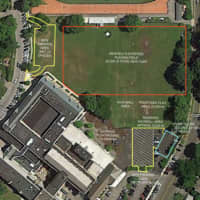 <p>The proposed flood mitigation plan outside of Bronxville High School.</p>