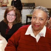 <p>New Rochelle Council on the Arts president Theresa Kump Leghorn with new board member Leslie Demus.</p>