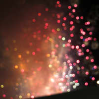 <p>A closeup of the fireworks and confetti.</p>