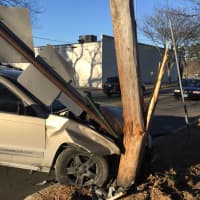 <p>The UI pole was shattered by the Jeep, Fairfield police said. </p>