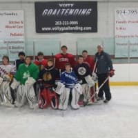 <p>Future goalies training at the Voity Goaltending Clinic at Home Ice Advantage in Tuckahoe.</p>