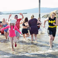 <p>Peekskill Polar Plunge participants get ready to dip into the Hudson.</p>