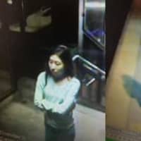 <p>Christine (Ji Woo) Kang, 16, is shown in these still images from a surveillance video about to enter a southbound Scarsdale Metro-North train at approximately 10:18 p.m. Friday, </p>