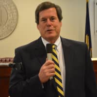 <p>Don Scott, Bedford&#x27;s newest councilman, speaks after taking his oath of office.</p>