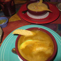<p>Chicken tortilla soup, chips on the side.</p>