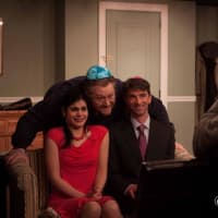 <p>Lynette Victoria and Patrick Duffy; leaning in, Mat Young; and taking the picture, Tom Costaginni, star in Beau Jest at Curtain Call in Stamford.</p>