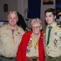 <p>From left, Michael Dorrico Sr., Barbara Dorrico and Michael Dorrico Jr. of Troop 19, who received his Eagle badge Thursday at a Court of Honor at Norwalk United Methodist Church.</p>