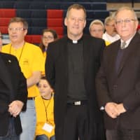 <p>From left: Somers Town Supervisor Rick Morrissey, Kennedy Catholic President and Principal Father Mark Vaillancourt and Westchester County Executive Robert Astorino&#x27;s Chief of Staff George Oros at the opening ceremonies.</p>