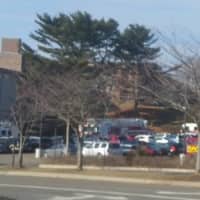 <p>Four fire trucks arrive at the scene at Fairfield Ludlowe High School on Thursday. </p>